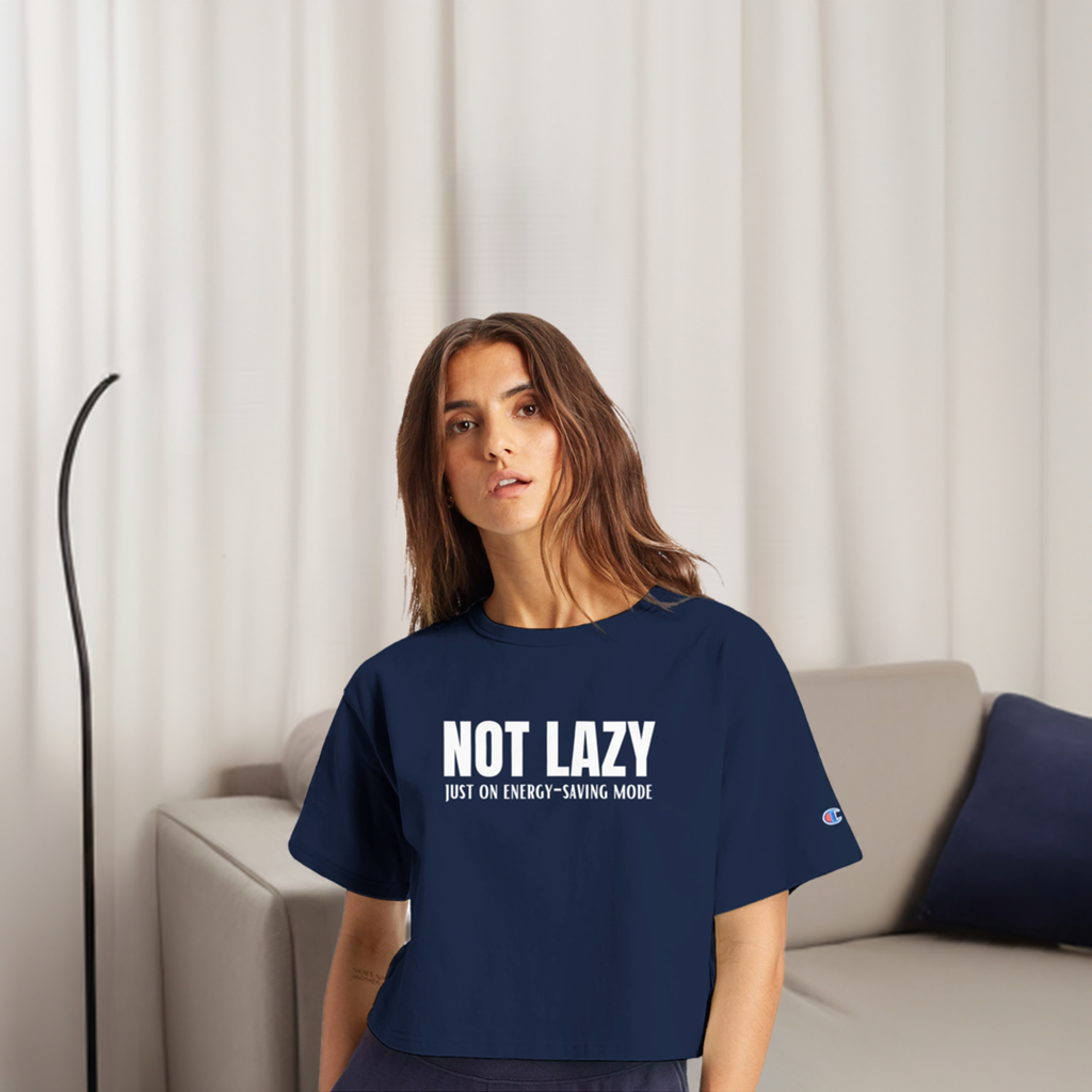 Not Lazy Cropped Crewneck T-Shirt